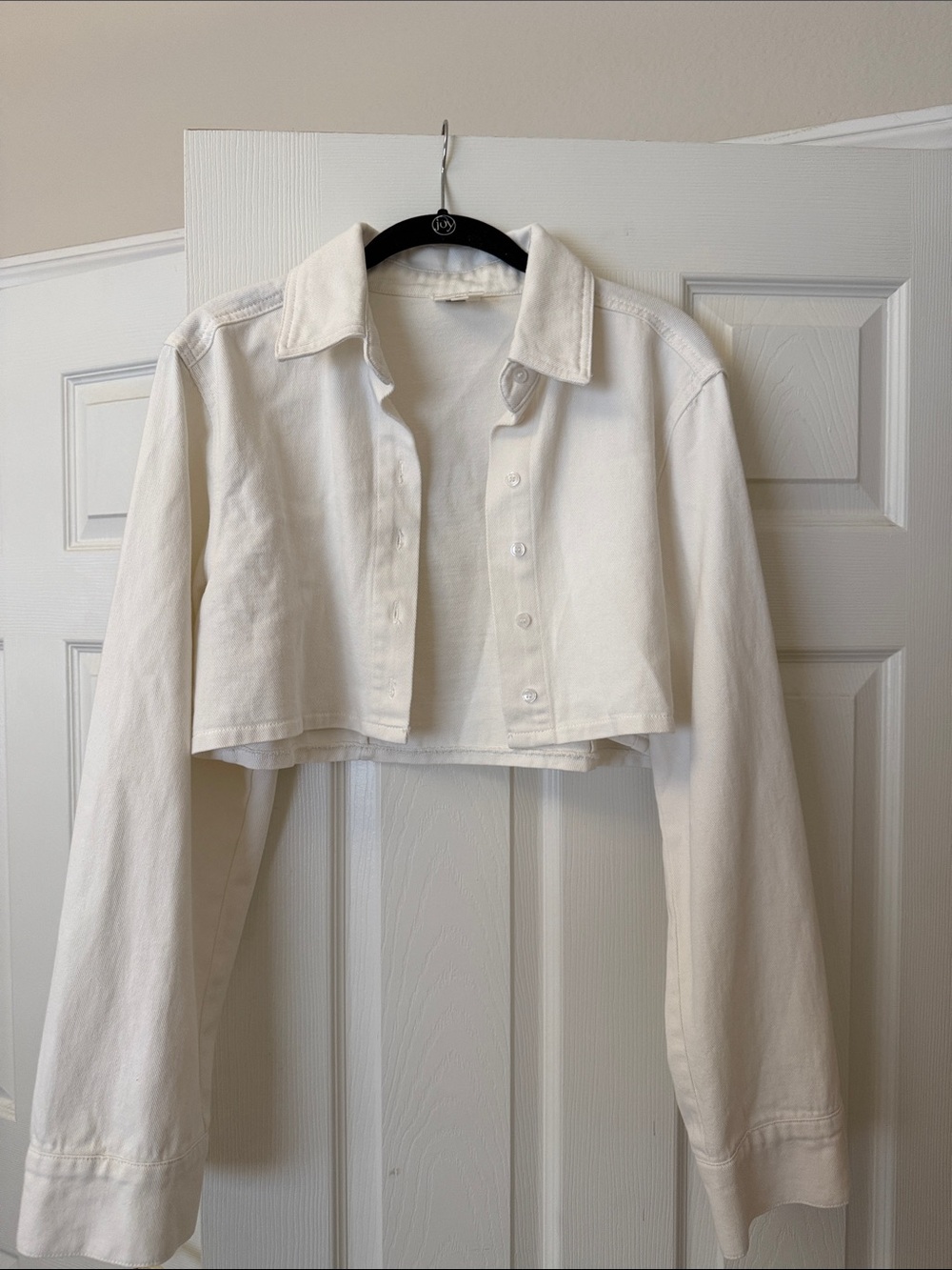 White Denim Button-Front Bolero Jacket